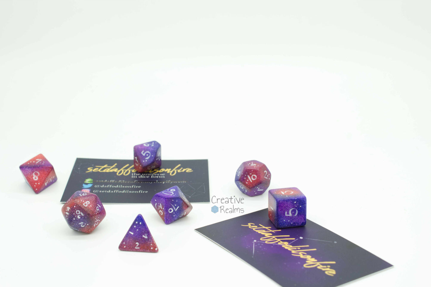 Würfelset 7-teilig Pride Galaxy Bisexual (SetDaffodilsOnFire, handbemalt)