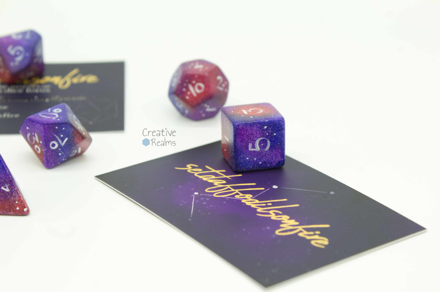 Würfelset 7-teilig Pride Galaxy Bisexual (SetDaffodilsOnFire, handbemalt)