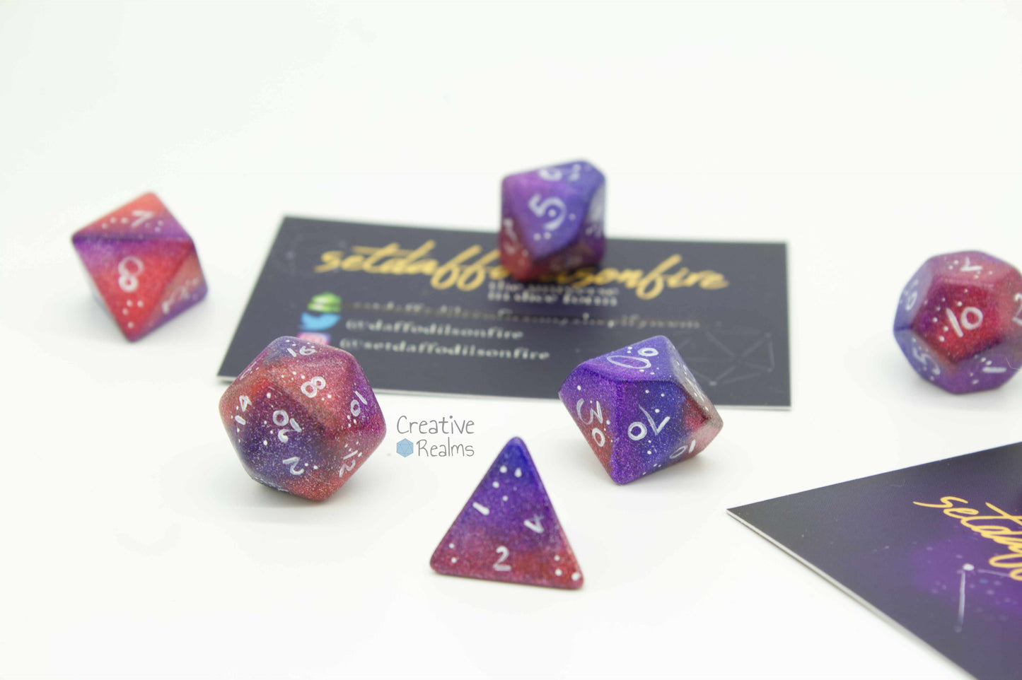 Würfelset 7-teilig Pride Galaxy Bisexual (SetDaffodilsOnFire, handbemalt)