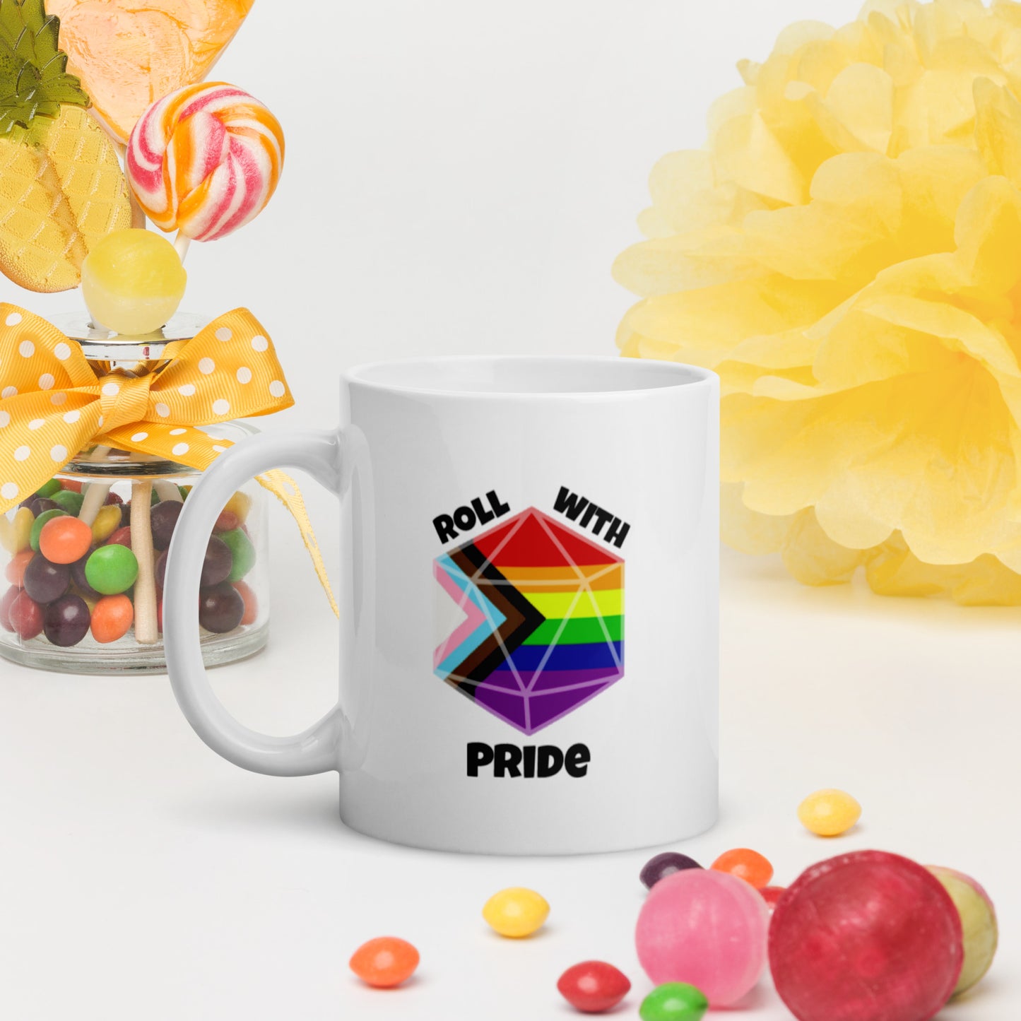Roll With Pride - Weiße, glänzende Tasse