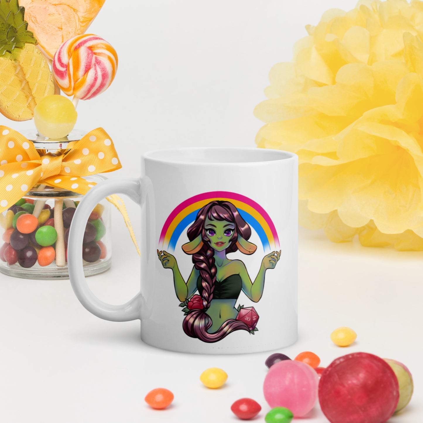 Pride Goblin - Pansexual - Weiße, glänzende Tasse