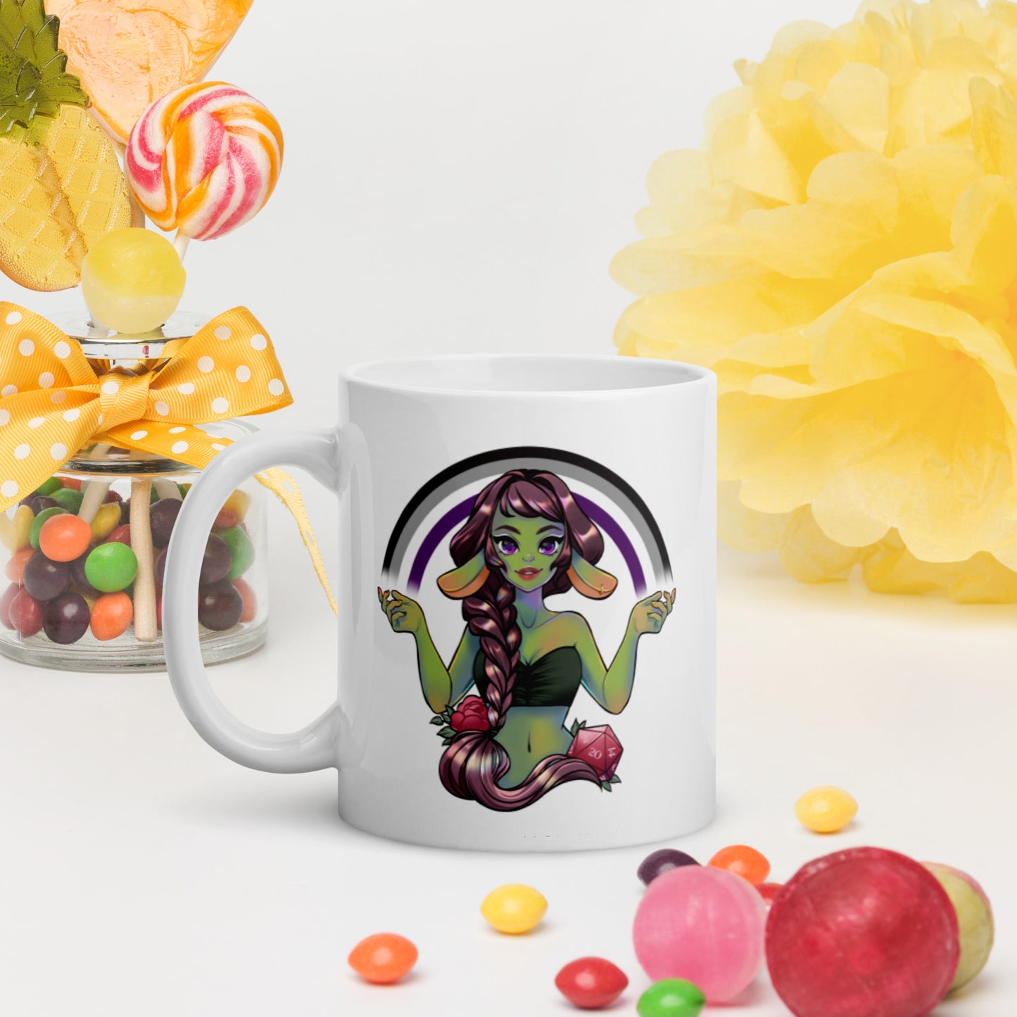 Pride Goblin - Asexual - Weiße, glänzende Tasse