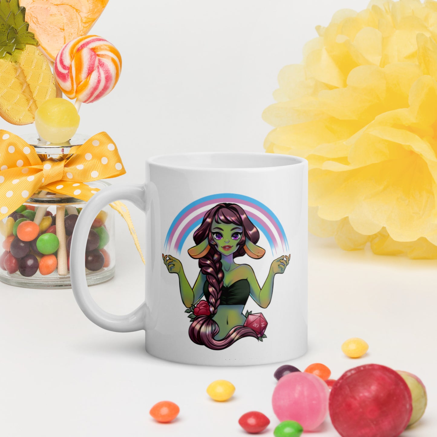 Pride Goblin - Transgender - Weiße, glänzende Tasse