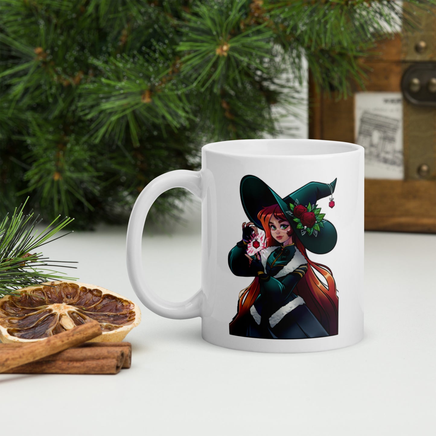 Weihnachts-Hexe - Weiße, glänzende Tasse