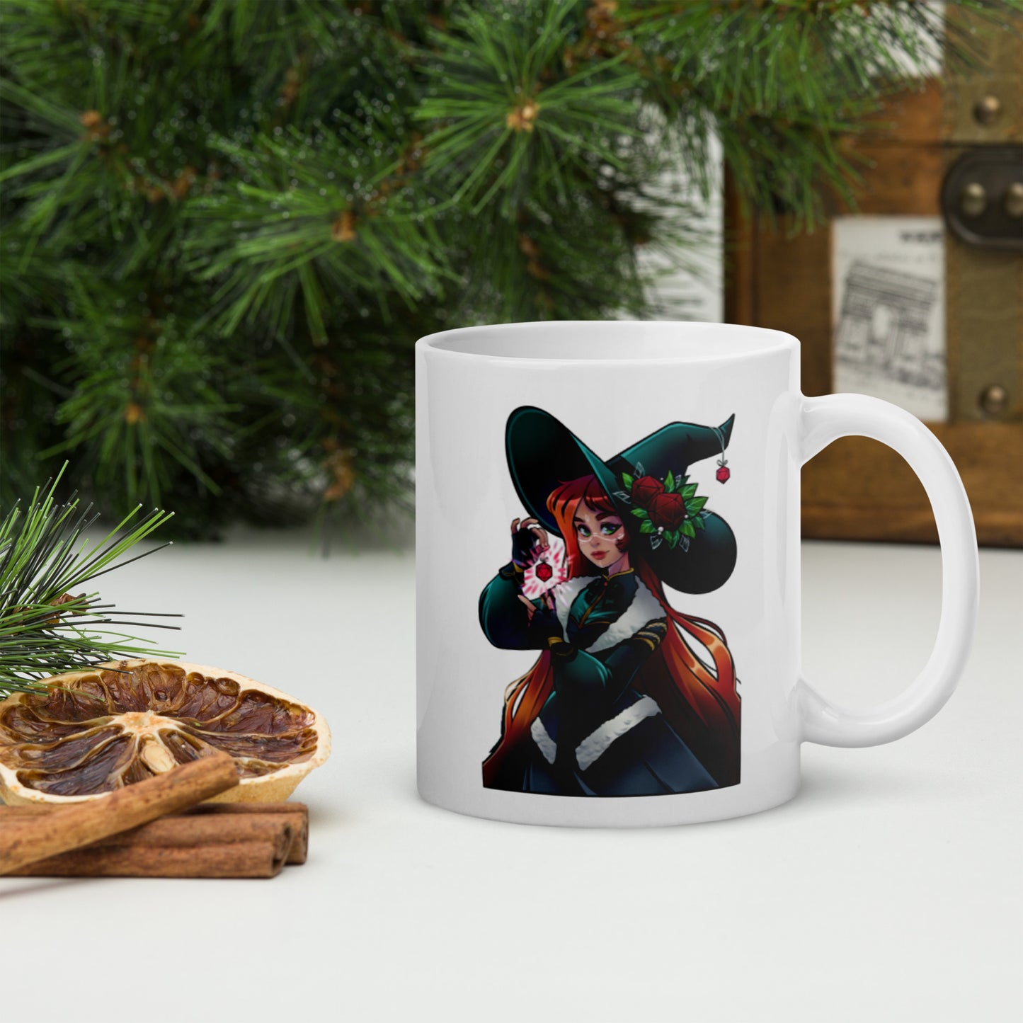 Weihnachts-Hexe - Weiße, glänzende Tasse