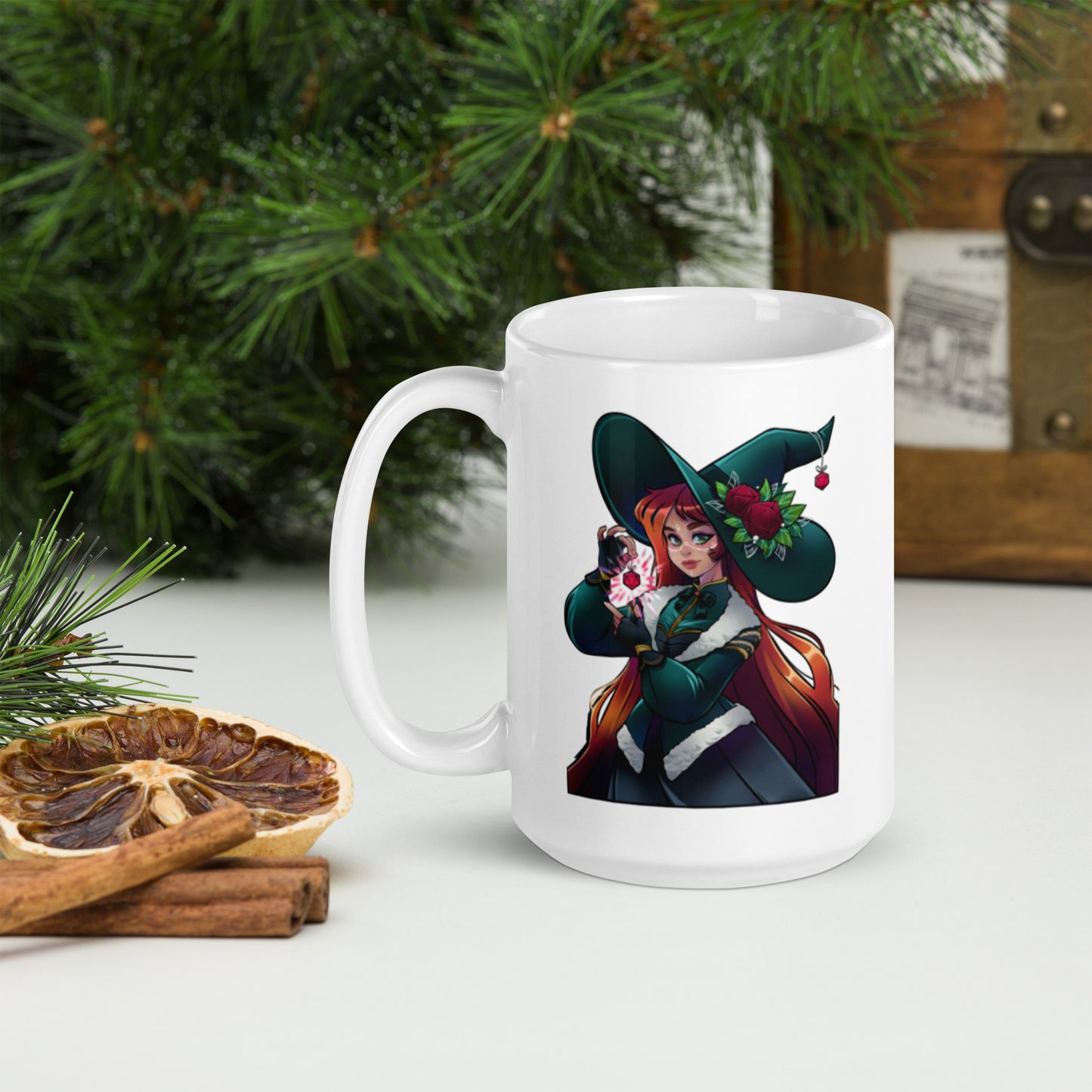 Weihnachts-Hexe - Weiße, glänzende Tasse