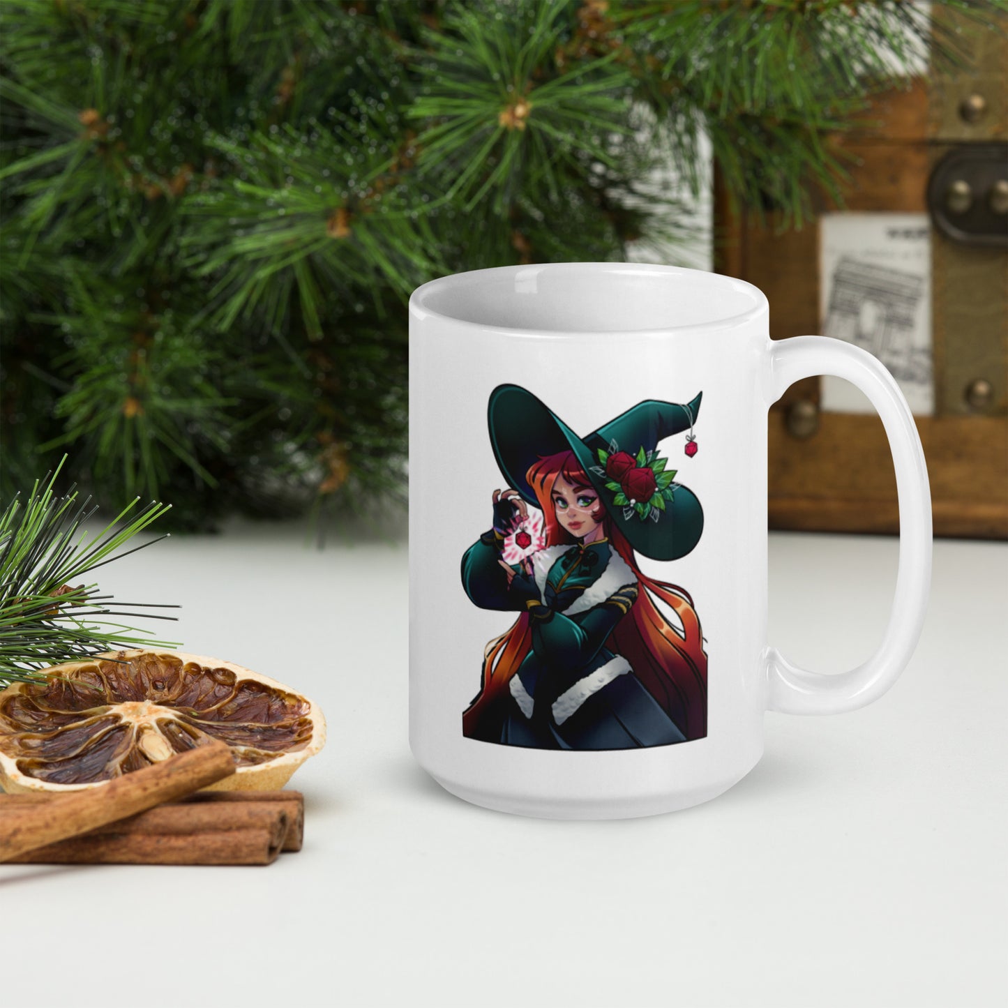 Weihnachts-Hexe - Weiße, glänzende Tasse