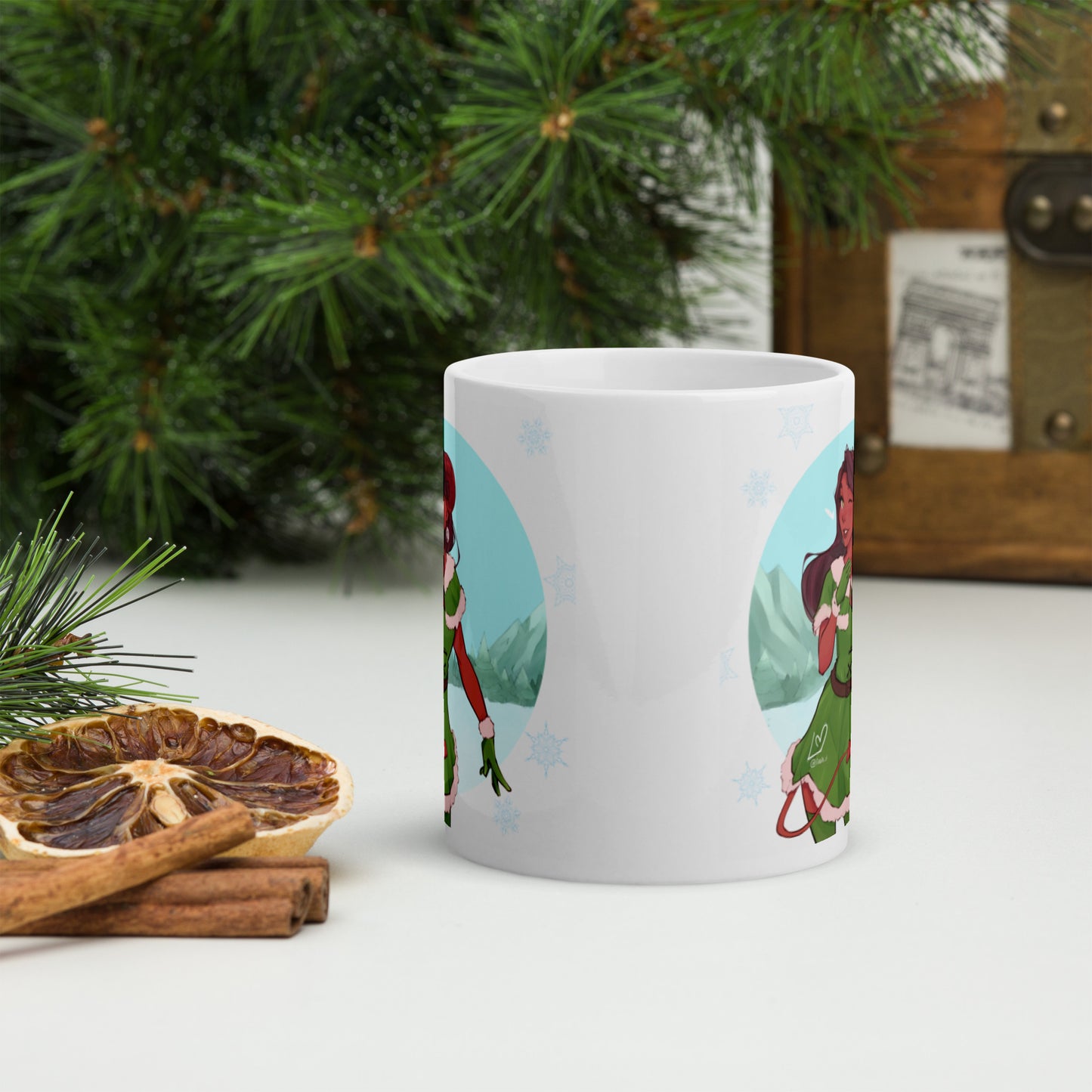 Christmas Tiefling - weiße, glänzende Tasse