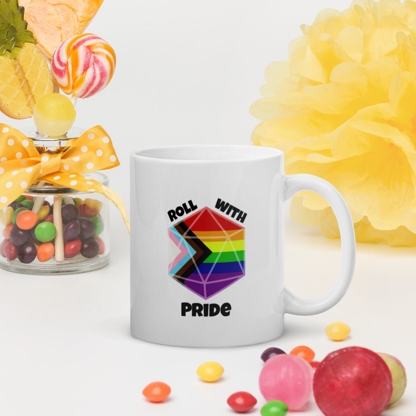 Roll With Pride - Weiße, glänzende Tasse