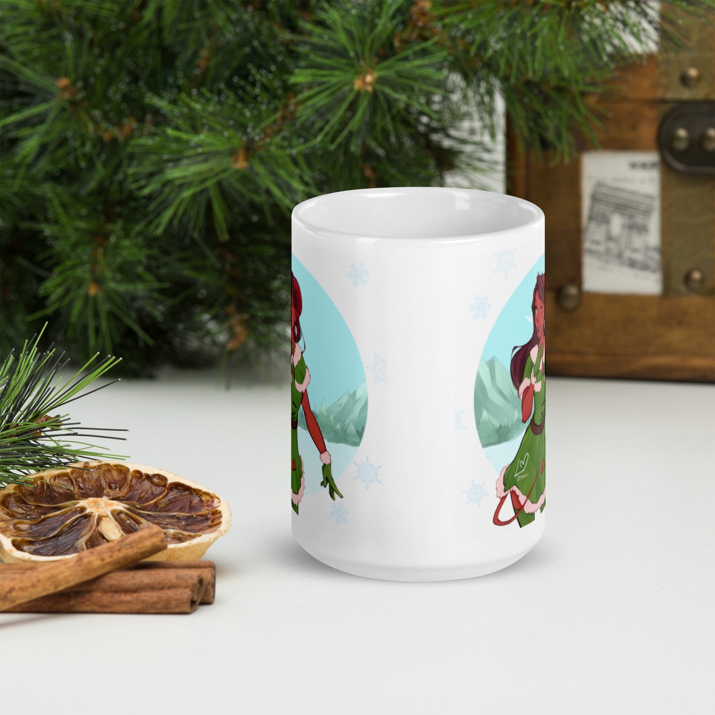 Christmas Tiefling - white shiny mug